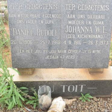 TOIT Daniel Rudolf, du 1906-1968 &amp; Johanna W.E. KICHENBRAND 1916-1973