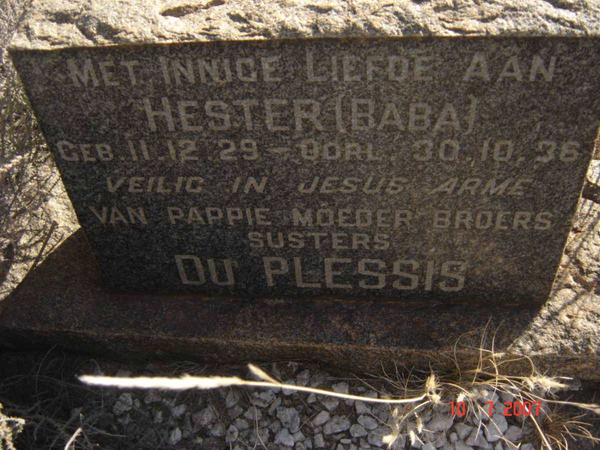 PLESSIS Hester, du 1929-1936