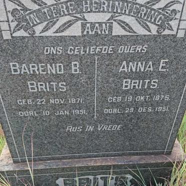 BRITS Barend B. 1871-1951 &amp; Anna E. 1875-1951