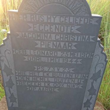 PIENAAR Jacomina Christina nee LEONARD 1901-1944