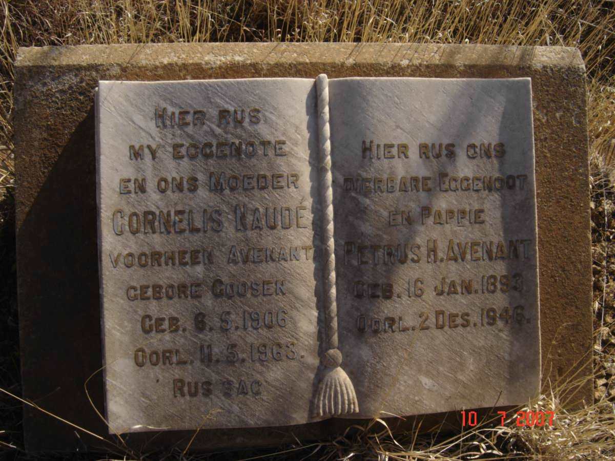 AVENANT Petrus H. 1893-1946 &amp; Cornelis NAUDE formerly AVENANT nee GOOSEN 1906-1963