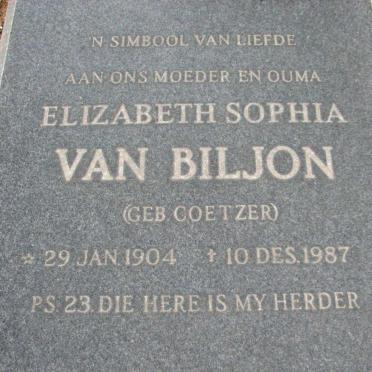 BILJON Elizabeth Sophia, van geb COETZER 1904-1987