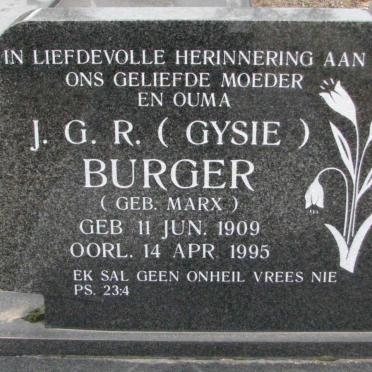 BURGER J.G.R. geb MARX 1909-1995