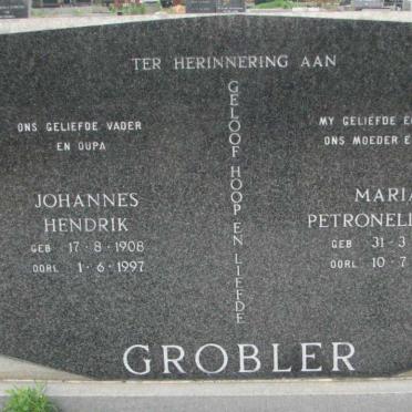 GROBLER Johannes Hendrik 1908-1997 &amp; Maria Petronella J.C. 1913-1991