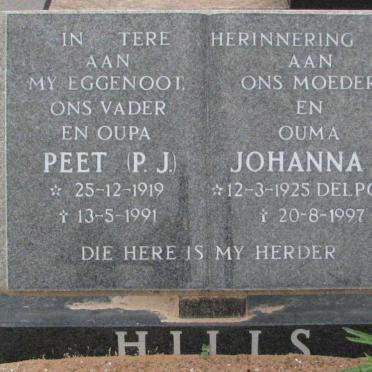 HILLS P.J. 1919-1991 &amp; Johanna J. DELPORT 1925-1997
