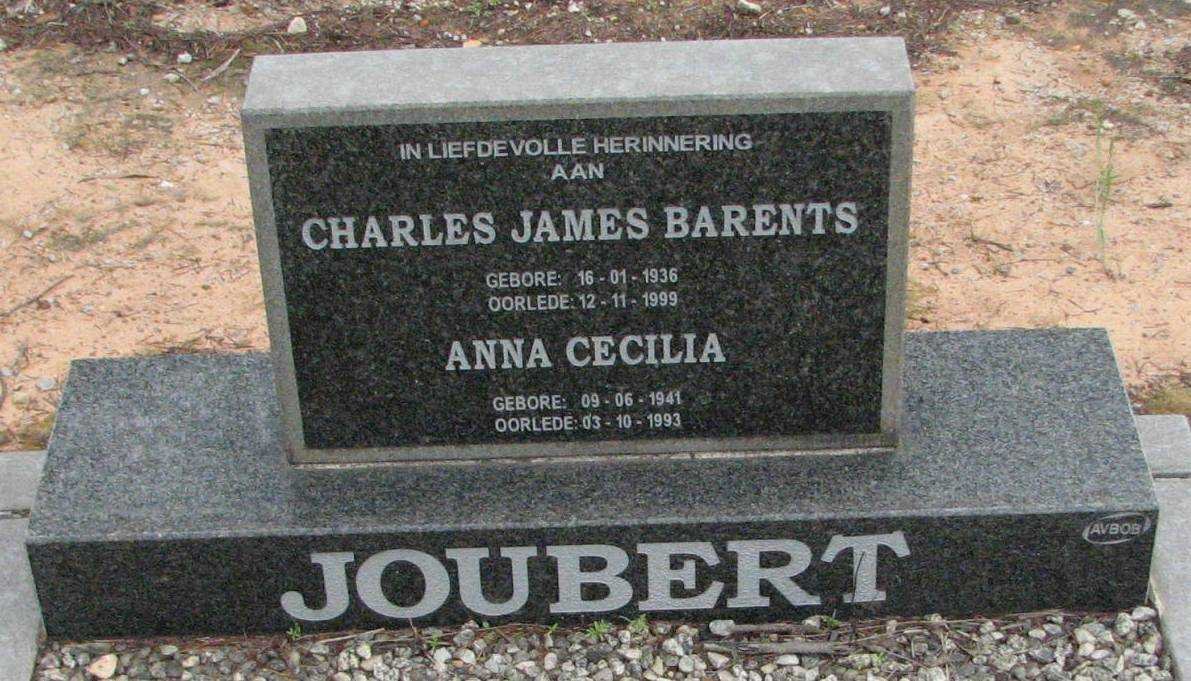 JOUBERT Charles James Barents 1936-1999 &amp; Anna Cecilia 1941-1993