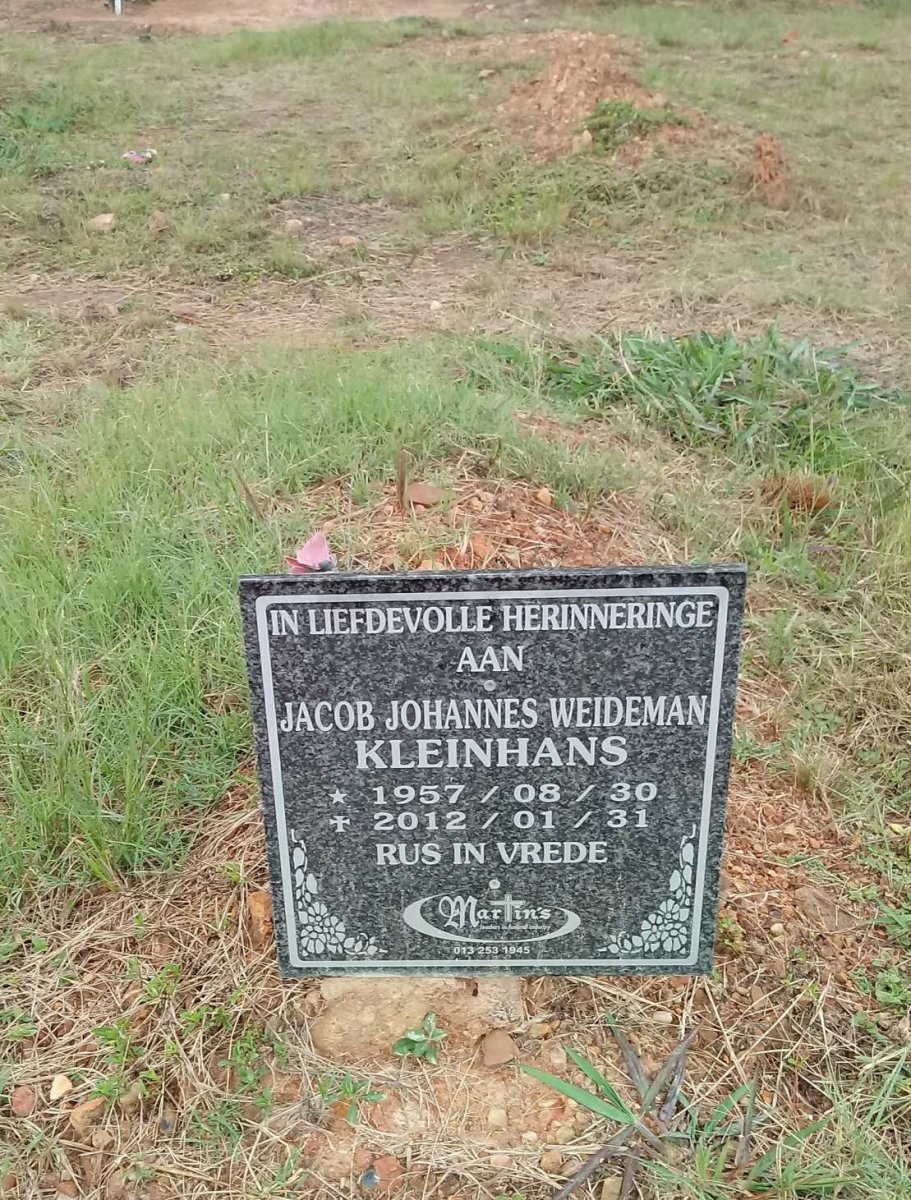 KLEINHANS Jacob Johannes Weideman 1957-2012