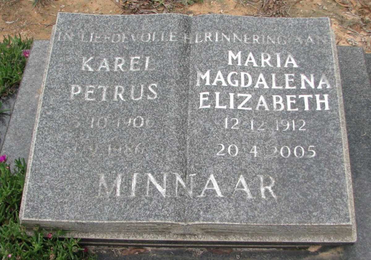 MINNAAR Karel Petrus 1906-1986 &amp; Maria Magdalena Elizabeth 1912-2005