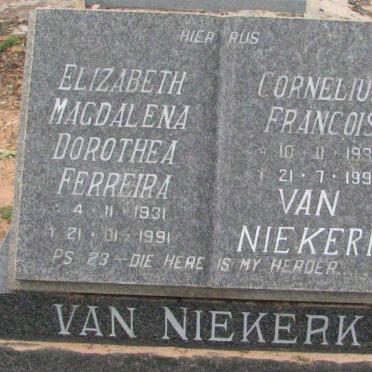 NIEKERK Cornelius Francois, van 1930-1995 &amp; Elizabeth Magdalena Dorothea FERREIRA 1931-1991