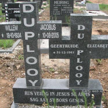 PLOOY Willem Jacobus, du 1934-2005 &amp; Geertruide Elizabeth 1941-