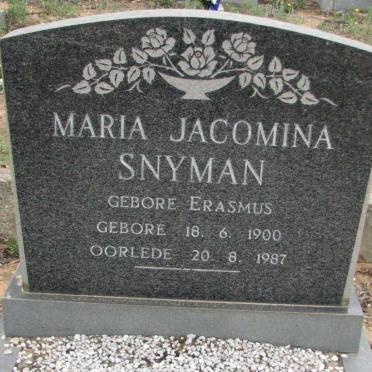 SNYMAN Maria Jacomina geb ERASMUS 1900-1987