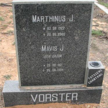 VORSTER Marthinus J. 1922-2000 &amp; Mavis J. CASON 1921-1994