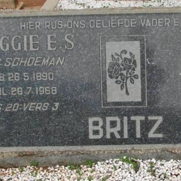 BRITZ Gabriel Michael 1884-1942 &amp; Breggie E.S. SCHOEMAN 1890-1968