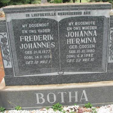 BOTHA Frederik Johannes 1877-1956 &amp; Johanna Hermina GOOSEN 1880-1982