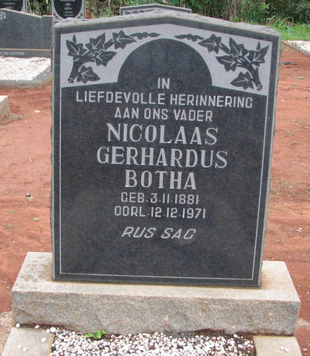 BOTHA Nicolaas Gerhardus 1881-1971