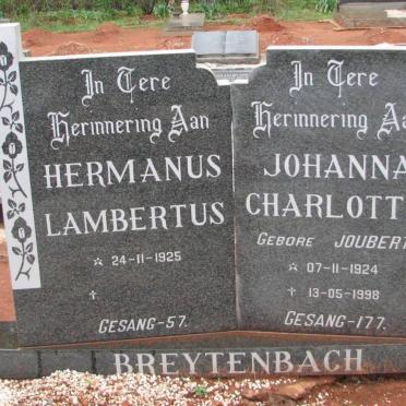 BREYTENBACH Hermanus Lambertus 1925- &amp; Johanna Charlotte JOUBERT 1924-1998