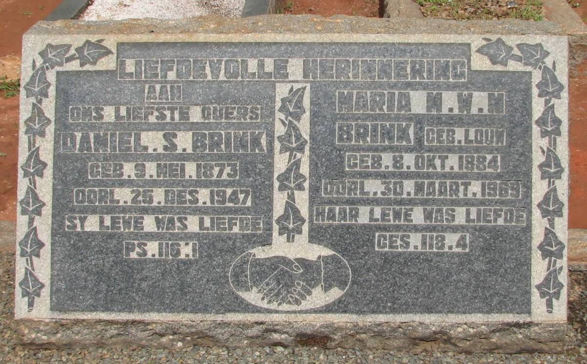 BRINK Daniel S. 1873-1947 &amp; Maria M.W.N. LOUW 1884-1969