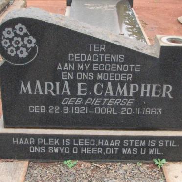 CAMPHER Maria E. nee PIETERSE 1921-1963