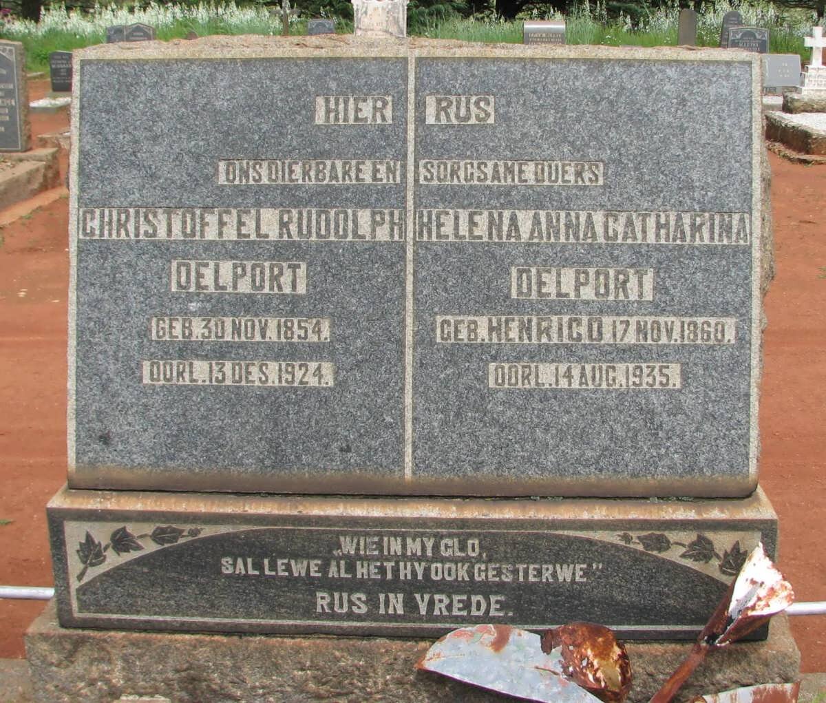 DELPORT Christoffel Rudolph 1854-1924 &amp; Helena Anna Catharina HENRICO 1860-1935