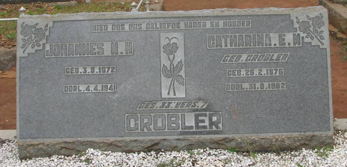 GROBLER Johannes N.H. 1872-1941 &amp; Catharina E.M. GROBLER 1876-1962