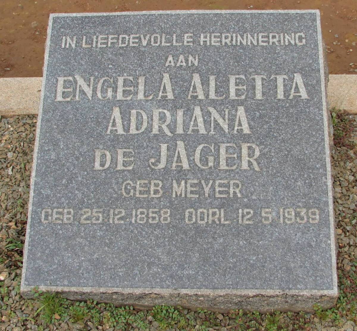 JAGER Engela Aletta, de nee MEYER 1858-1939