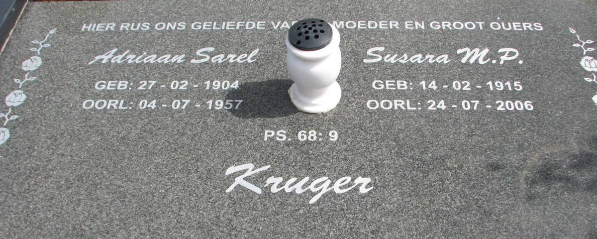 KRUGER Adriaan Sarel 1904-1957 &amp; Susara M.P. 1915-2006