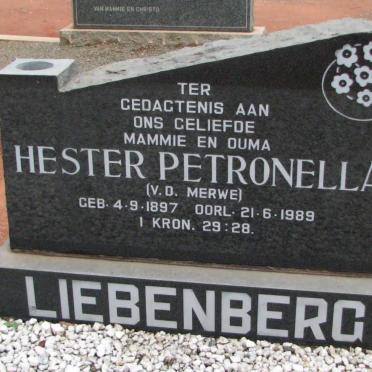 LIEBENBERG Barend Jacobus 1892-1964 &amp; Hester Petronella v.d. MERWE 1897-1989