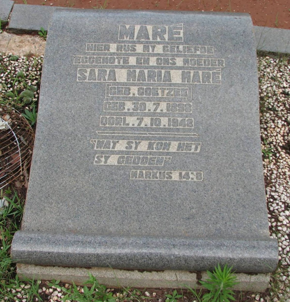 MARÉ Sara Maria nee COETZEE 1898-1948