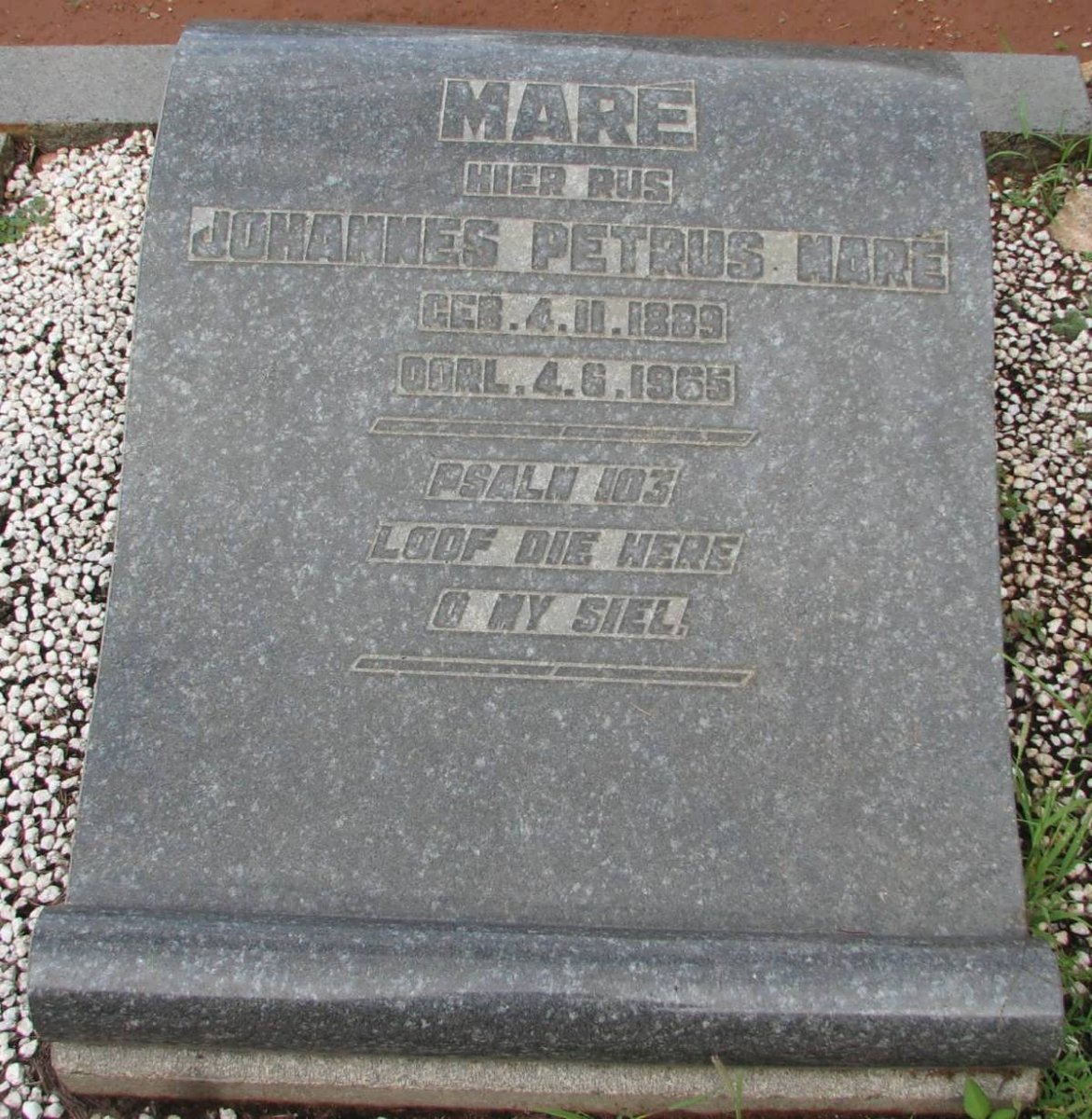 MARÉ Johannes Petrus 1889-1965