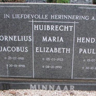 MINNAAR Cornelius Jacobus 1918-1998 &amp; Hendrina Paulina 1917-1972 :: MINNAAR Huibrecht Maria Elizabeth 1933-1993