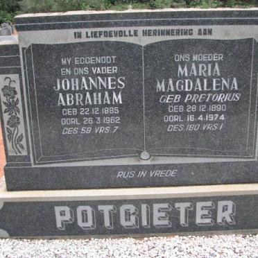 POTGIETER Johannes Abraham 1885-1962 &amp; Maria Magdalena PRETORIUS 1890-1974