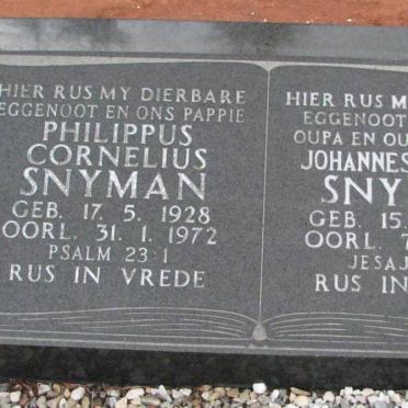 SNYMAN Johannes Jacobus 1920-2001 :: SNYMAN Philippus Cornelius 1928-1972 