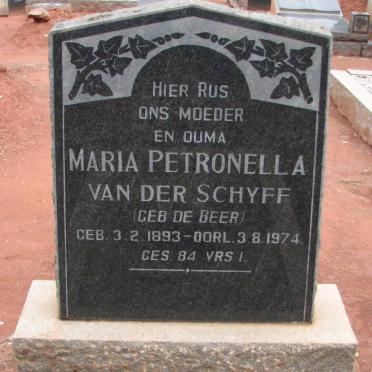 SCHYFF Maria Petronella, van der nee DE BEER 1893-1974