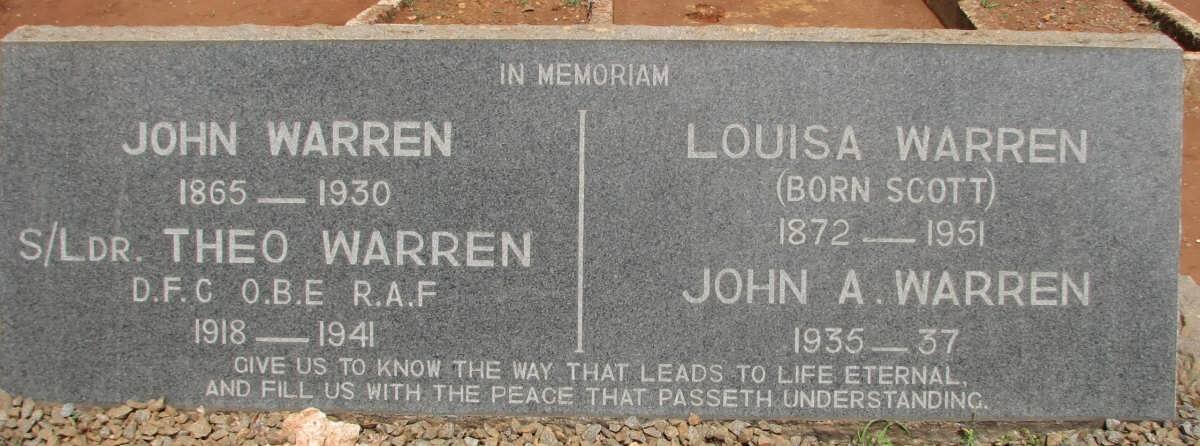 WARREN John 1865-1930 &amp; Louisa SCOTT 1872-1951 :: WARREN Theo 1918-1941 :: WARREN John A. 1935-1937