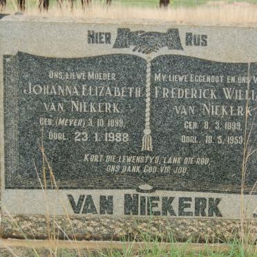 NIEKERK Frederick William, van 1899-1953 &amp; Johanna Elizabeth MEYER 1899-1988