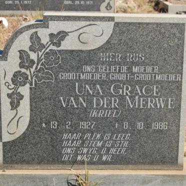 MERWE Una Grace, van der nee KRIEL 1927-1986
