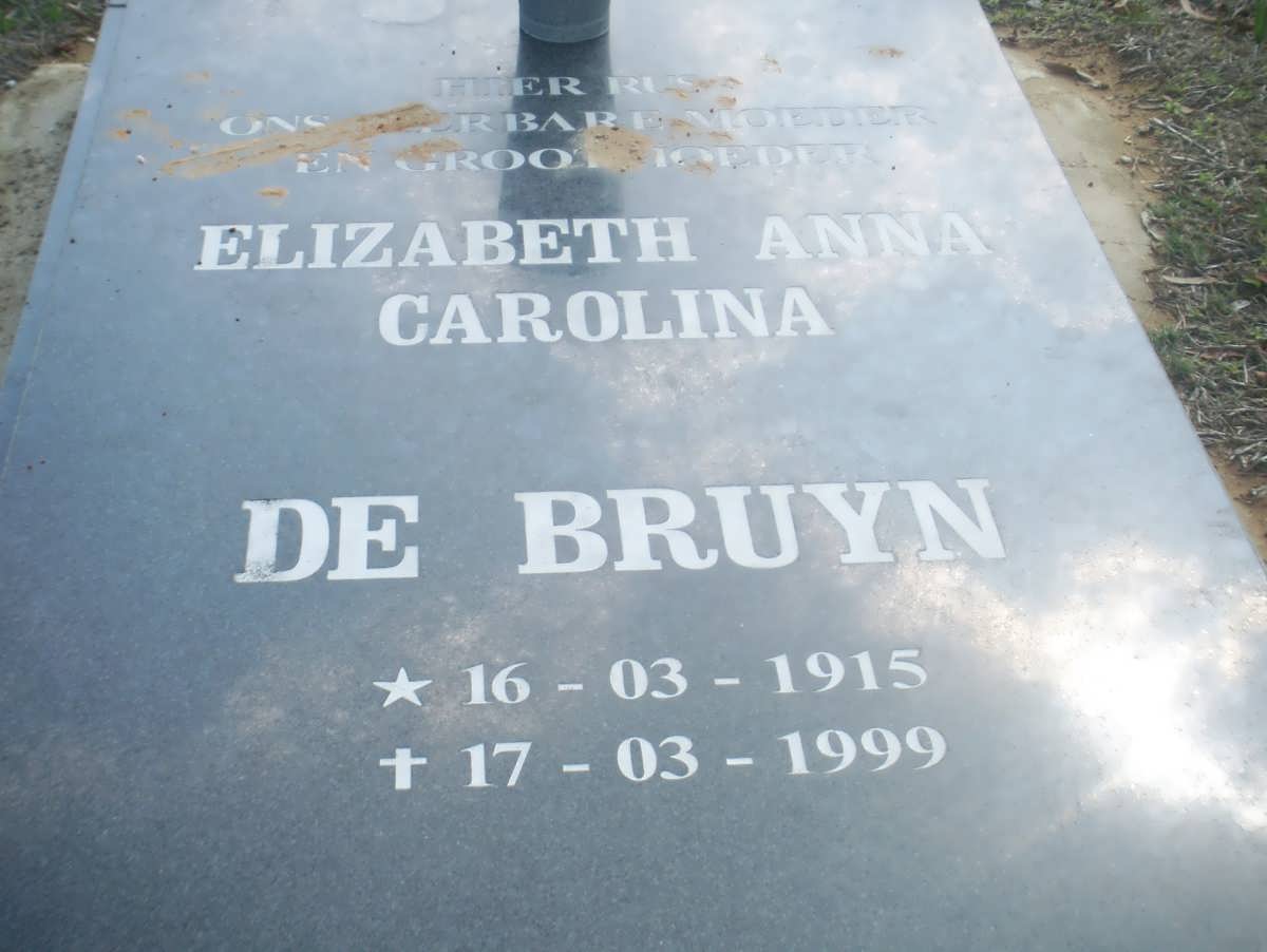 BRUYN Elizabeth Anna Carolina, de 1915-1999