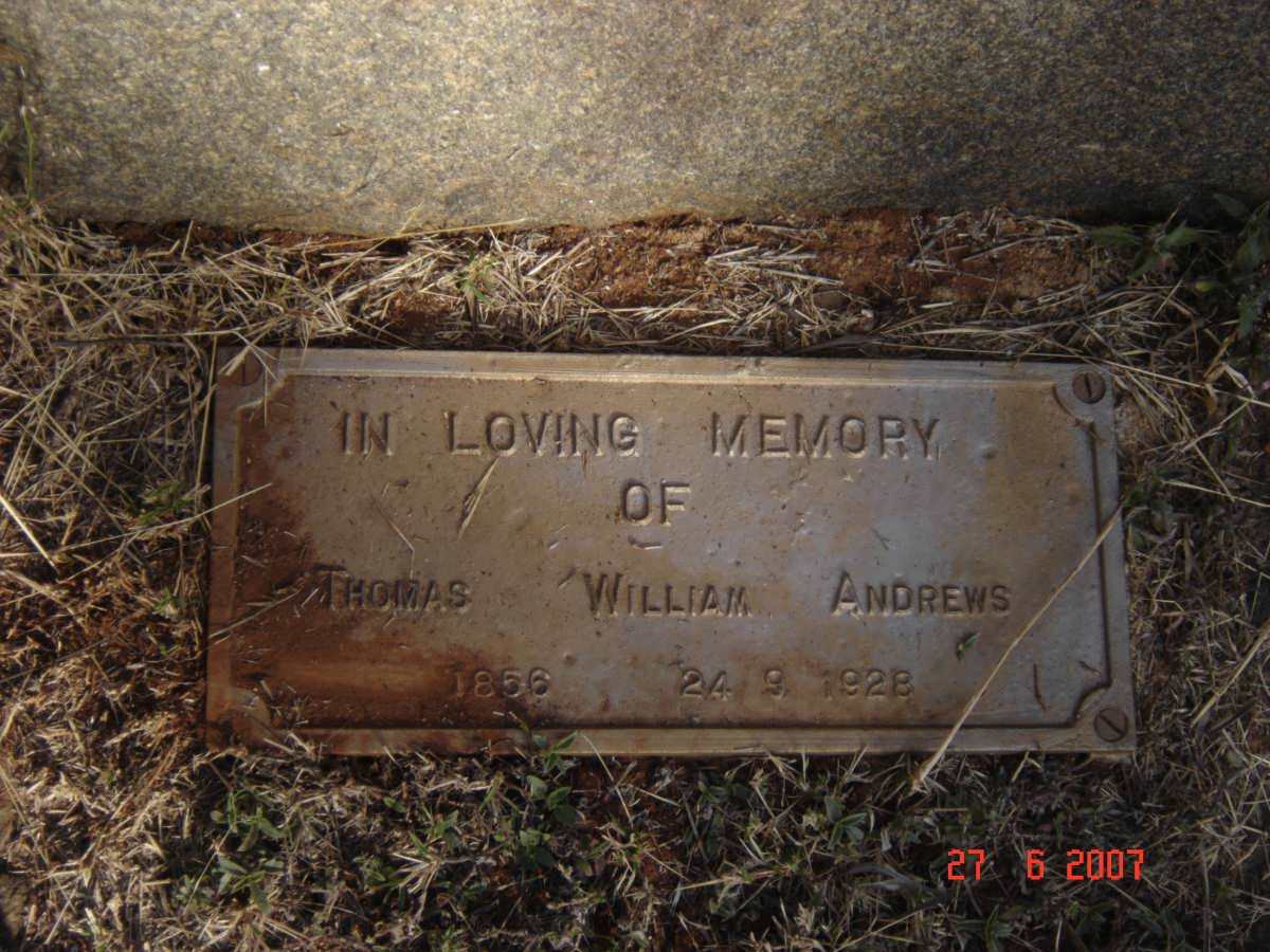 ANDREWS Thomas William 1866-1928