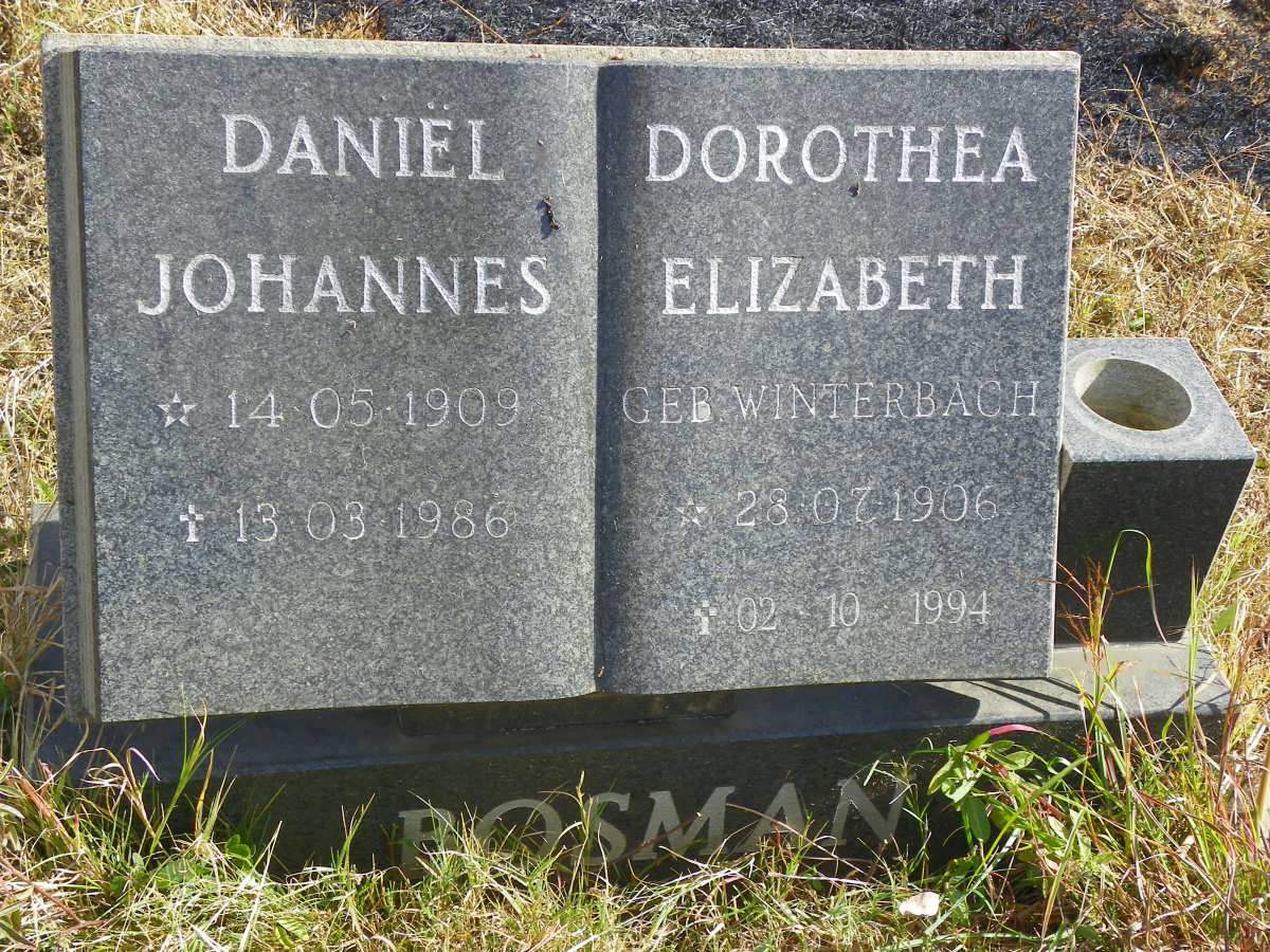BOSMAN Daniel Johannes 1909-1986 &amp; Dorothea Elizabeth WINTERBACH 1906-1994
