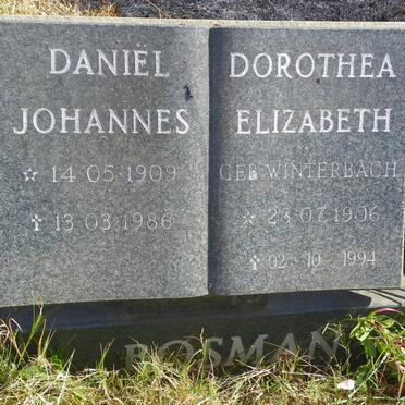 BOSMAN Daniel Johannes 1909-1986 &amp; Dorothea Elizabeth WINTERBACH 1906-1994