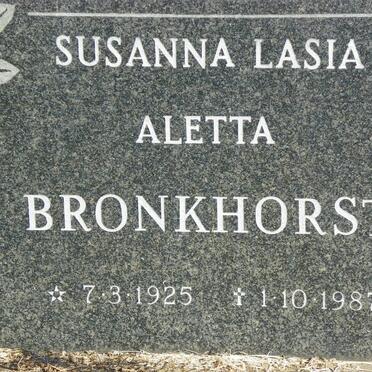 BRONKHORST Susanna Lasia Aletta 1925-1987