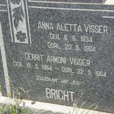 BRIGHT Anna Aletta nee VISSER 1934-1964 :: BRIGHT Gerrit Armoni Visser 1964-1964