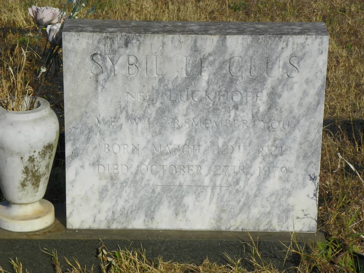 CLUS Sybil, le nee LUCKHOFF 1921-1979