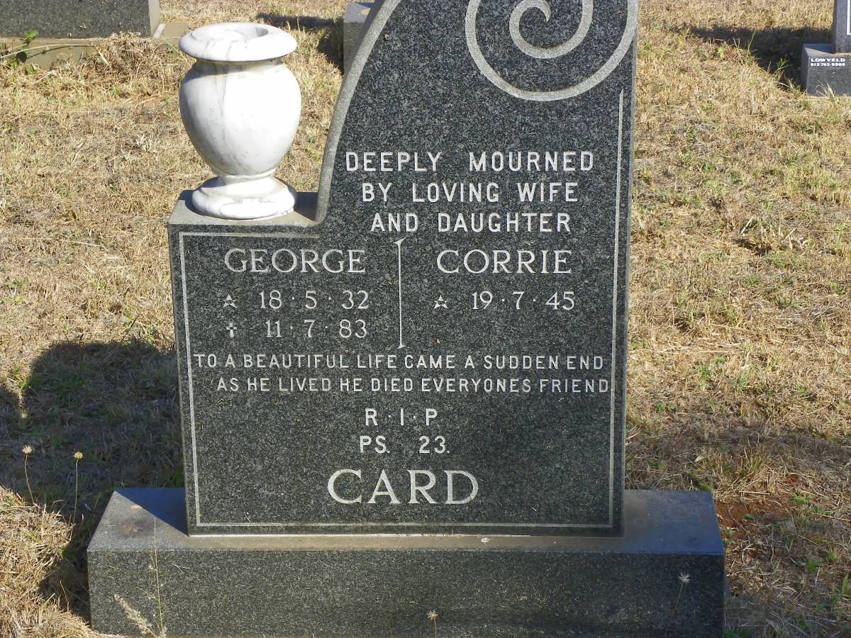 CARD George 1932-1983 &amp; Corrie 1945-