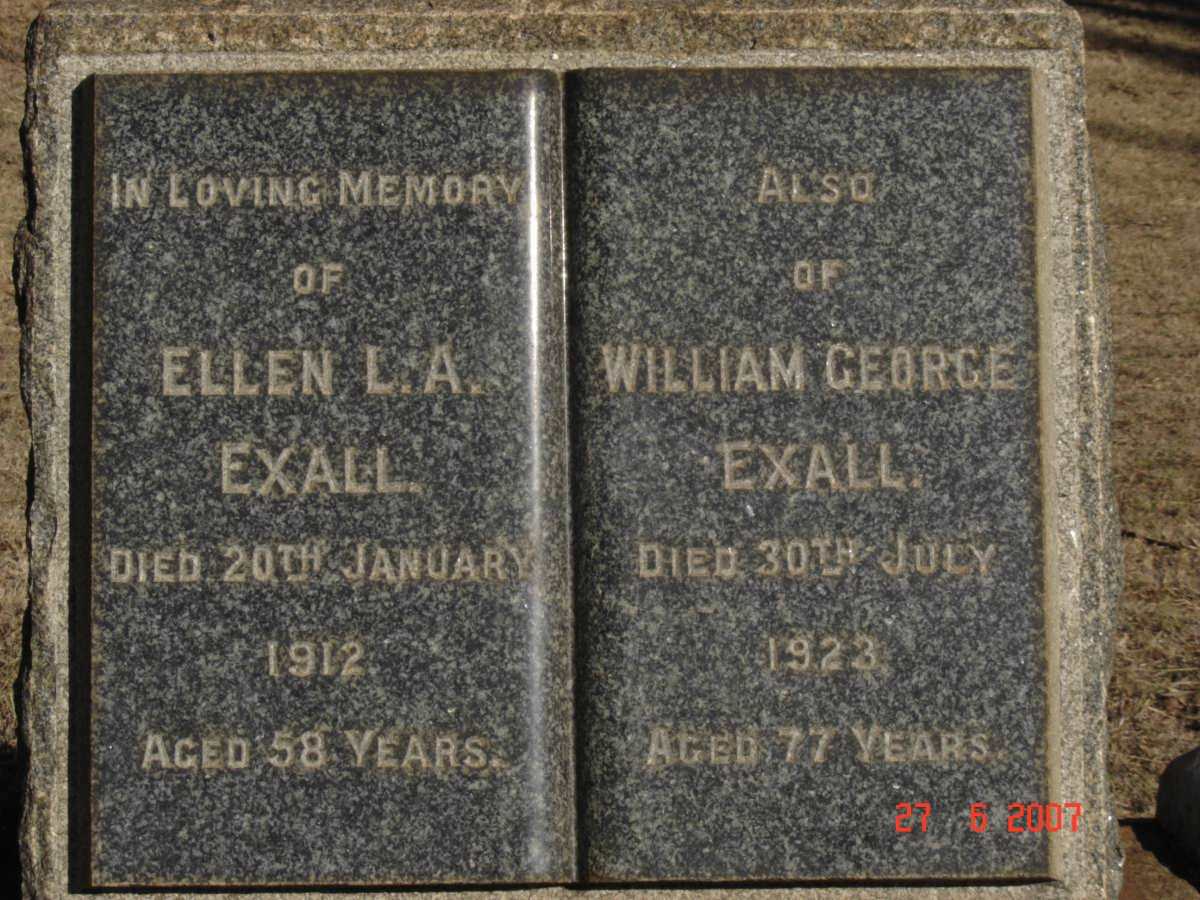 EXALL William George -1923 &amp; Ellen L.A. -1912