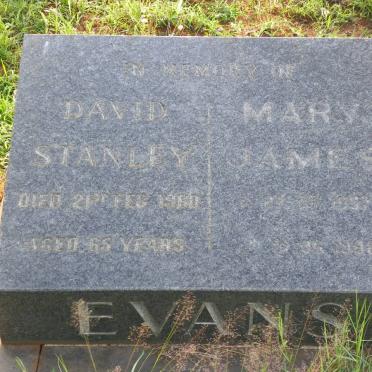 EVANS David Stanley -1960 &amp; Mary JAMES 1897-1992
