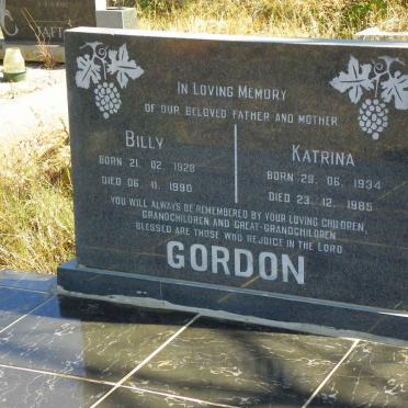 GORDON Billy 1928-1990 &amp; Katrina 1934-1985