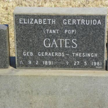 GATES Elizabeth Gertruida nee GERAERDS-THESINGH 1891-1981