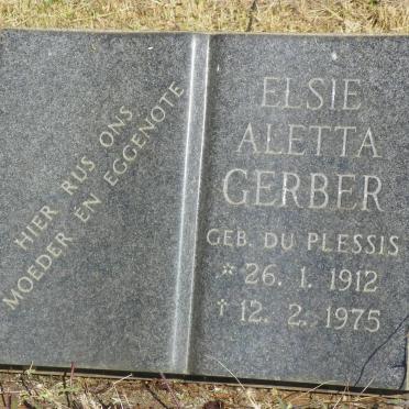 GERBER Elsie Aletta nee DU PLESSIS 1912-1975