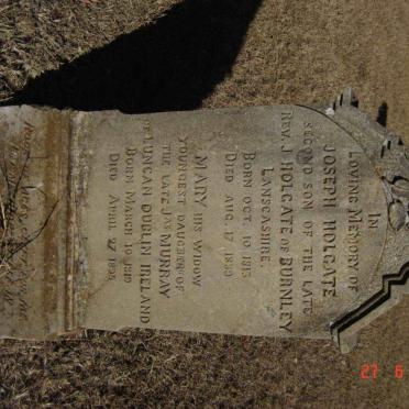 HOLGATE Joseph 1813-1889 &amp;  Mary MURRAY 1819-1895